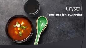  Presentation with japanese green tea - Beautiful PPT layouts featuring miso-traditional-japanese-soup backdrop and a dark gray colored foreground