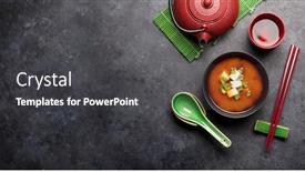  Presentation with japanese green tea - Presentation theme enhanced with miso-traditional-japanese-soup background and a dark gray colored foreground