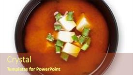  Presentation with soup - Presentation design featuring miso-traditional-japanese-soup background and a tawny brown colored foreground