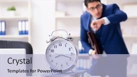  Presentation with gold rush finding panning - Slides with missed meetings - businessman in rush trying background and a light blue colored foreground