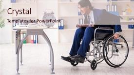  Presentation with wheelchair - Beautiful slides featuring missed opportunity - young male employee in wheelchair backdrop and a  colored foreground