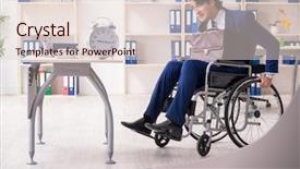  Presentation with employee working in industry - Presentation design having missed opportunity - young male employee in wheelchair background and a  colored foreground