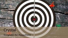  Presentation with dartboard - Slide set having missed target - dartboard on wood wall miss background and a coral colored foreground