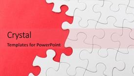  Presentation with red puzzle - Audience pleasing presentation theme consisting of missed target - puzzle missing on red background backdrop and a coral colored foreground