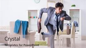  Presentation with late - Cool new presentation with missing - businessman late for office due backdrop and a light gray colored foreground