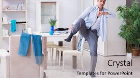  Presentation with late childhood - PPT theme enhanced with missing - businessman late for office due background and a light gray colored foreground