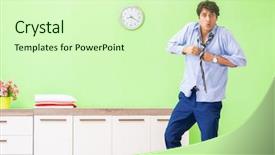  Presentation with employee anniversary work office - Colorful slide deck enhanced with missing - young businessman employee late backdrop and a soft green colored foreground