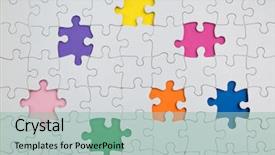  Presentation with rainbow - Beautiful presentation theme featuring missing few white puzzle pieces backdrop and a mint green colored foreground