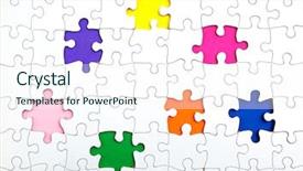  Presentation with rainbow - Slide deck featuring missing few white puzzle pieces background and a sky blue colored foreground