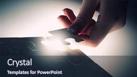  Presentation with connecting - Beautiful slide deck featuring missing jigsaw glowing puzzle piece backdrop and a wine colored foreground