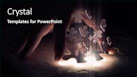  Presentation with falling jigsaw piecs - Slide set enhanced with missing jigsaw glowing puzzle piece background and a  colored foreground