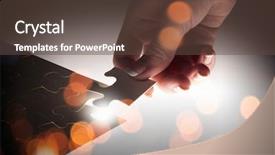  Presentation with connecting - Slide deck with missing jigsaw glowing puzzle piece background and a tawny brown colored foreground