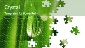  Presentation with leaf water drops fresh - Presentation featuring missing piece - puzzle fresh grass with dew background and a tawny brown colored foreground