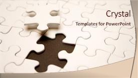  Presentation with puzzle piece steps - Amazing PPT layouts having missing piece of jigsaw puzzle backdrop and a cream colored foreground