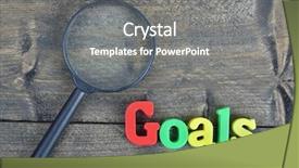  Presentation with goals - Beautiful PPT theme featuring mission control - goals word on wooden table backdrop and a  colored foreground