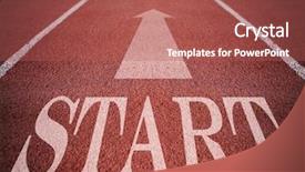  Presentation with starting line red running track - Amazing slide deck having mission field - concept of start backdrop and a red colored foreground