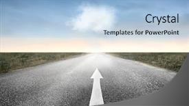  Presentation with road - PPT theme with mission field - long deserted road background and a light blue colored foreground