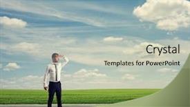  Presentation with forward - PPT theme enhanced with mission field - serious businessman standing on road background and a light gray colored foreground