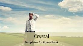  Presentation with walking young wild jaguar - Colorful slide set enhanced with mission field - tired young businessman with suitcase backdrop and a soft green colored foreground