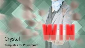  Presentation with win win - Cool new theme with mission offering - concept of win business woman backdrop and a light gray colored foreground