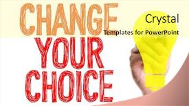  Presentation with change - Slide set enhanced with mission offering - hand with marker writing background and a blonde colored foreground