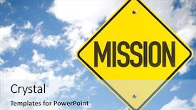  Presentation with mission - PPT theme having mission sign with sky background background and a light blue colored foreground