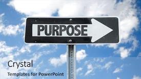  Presentation with purpose - PPT theme with mission statement - purpose direction sign with sky background and a light blue colored foreground