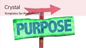  Presentation with purpose - Cool new slide deck with mission statement - purpose sign isolated on white backdrop and a lemonade colored foreground