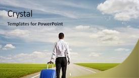  Presentation with bag - Presentation theme featuring mission trip - back view of businessman background and a light blue colored foreground