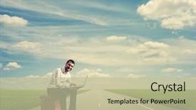  Presentation with mission - Audience pleasing PPT theme consisting of mission trip - happy businessman with laptop backdrop and a mint green colored foreground