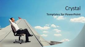  Presentation with mission - Colorful theme enhanced with mission trip - smiley businessman flying and resting backdrop and a light blue colored foreground