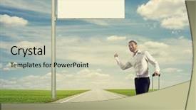  Presentation with suitcase - Presentation theme consisting of mission trip - smiley businessman holding suitcase background and a soft green colored foreground