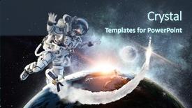  Presentation with mission - Theme featuring missions earth - spaceman and his mission mixed background and a ocean colored foreground