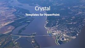  Presentation with bridge - Slide deck featuring mississippi river - aerial view of alton illinois background and a ocean colored foreground