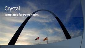  Presentation with city silhouette - Amazing PPT theme having mississippi river - silhouette of st louis arch backdrop and a ocean colored foreground