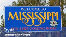  Presentation with highway - Amazing theme having mississippi welcoming sign along backdrop and a ocean colored foreground