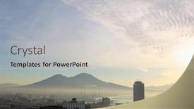  Presentation with sunrise - Cool new PPT theme with mist-at-sunrise-on-landscape backdrop and a lemonade colored foreground