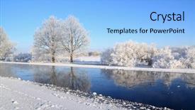  Presentation with coast - Slides having mist begin - bushes in snow on coast background and a  colored foreground