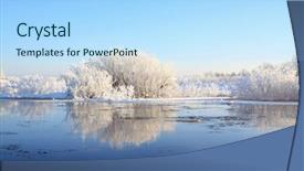  Presentation with coast - Audience pleasing theme consisting of mist begin - bushes in snow on coast backdrop and a  colored foreground