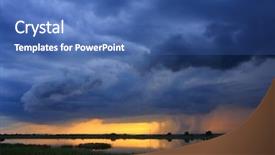  Presentation with sky - Presentation theme consisting of mist begin - dramatic and stormy sky full background and a  colored foreground