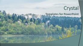  Presentation with green hills - Audience pleasing PPT layouts consisting of mist begin - hazes above green hills backdrop and a  colored foreground