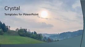  Presentation with lake - Slide deck consisting of mist begin - hazy morning above solina lake background and a  colored foreground