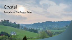  Presentation with lake - Presentation theme enhanced with mist begin - hazy morning above solina lake background and a  colored foreground