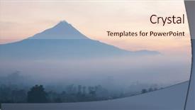  Presentation with volcano - Audience pleasing slide set consisting of mist begin - sunrise mountain landscape of mount backdrop and a lemonade colored foreground