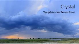  Presentation with golden light - Beautiful presentation theme featuring mist begin - sunset with sun and clouds backdrop and a  colored foreground