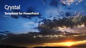  Presentation with golden light - Cool new slides with mist begin - sunset with sun and clouds backdrop and a  colored foreground