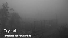  Presentation with autumn morning - PPT theme consisting of mist-cold-autumn-morning-wet background and a dark gray colored foreground