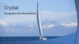  Presentation with luxury yacht - Presentation theme having mist on a calm sea background and a light blue colored foreground