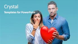  Presentation with secret love - Slides enhanced with mistake expression of fear scare background and a teal colored foreground