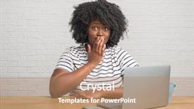  Presentation with african american in computer - Beautiful theme featuring mistake expression of fear scared backdrop and a  colored foreground